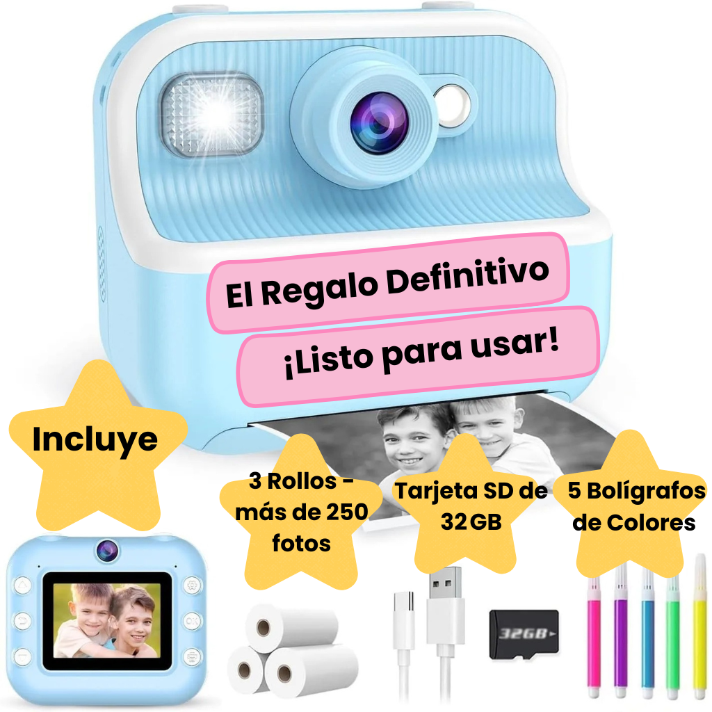Cámara Digital + Instantánea Imprime y Colorea